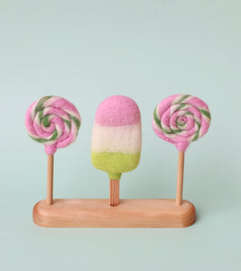 Wooden stand for fruit pops and lollipops