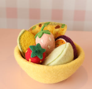 Felt fruit + felt bowl- 7 pce set