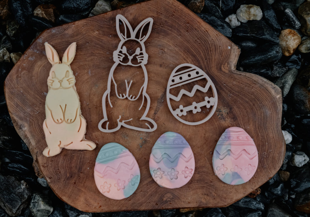 ON SALE Bunny and egg dough cutters - 2 pce