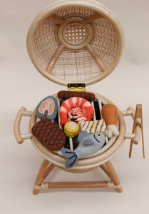 Rattan kids BBQ + tongs + hot coals ( Australia only)
