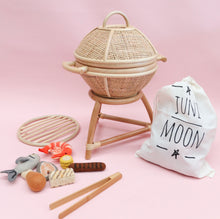 Load image into Gallery viewer, Rattan kids BBQ + tongs + hot coals ( Australia only)