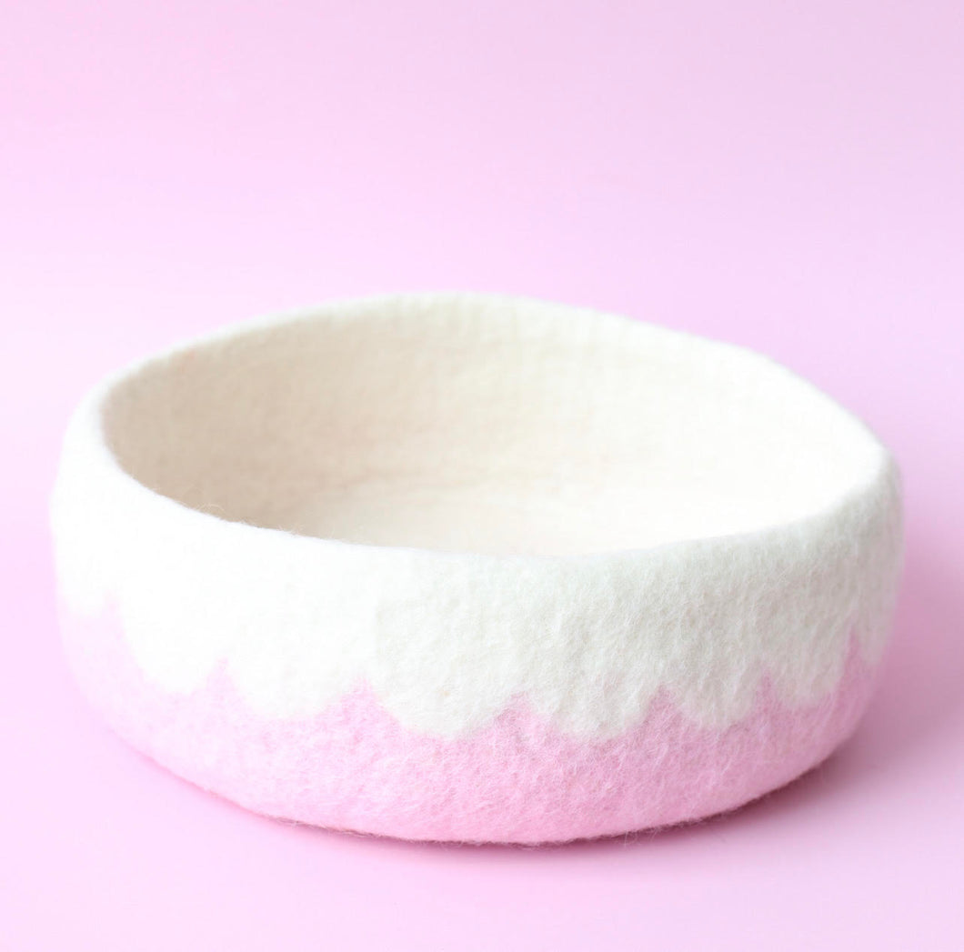 Large Felt Storage - Scalloped pink